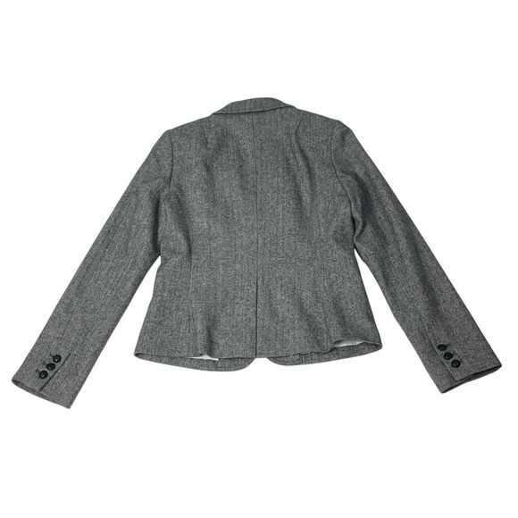 Banana Republic Herringbone Blazer Womens 6 Gray Wool Blend Career Jacket - Picture 2 of 11